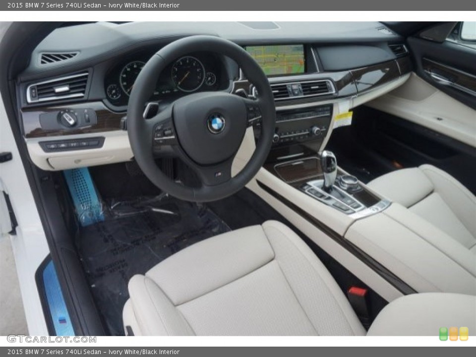 Ivory White/Black Interior Prime Interior for the 2015 BMW 7 Series 740Li Sedan #98411145