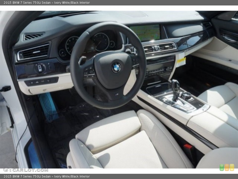 Ivory White/Black Interior Prime Interior for the 2015 BMW 7 Series 750Li Sedan #98427158