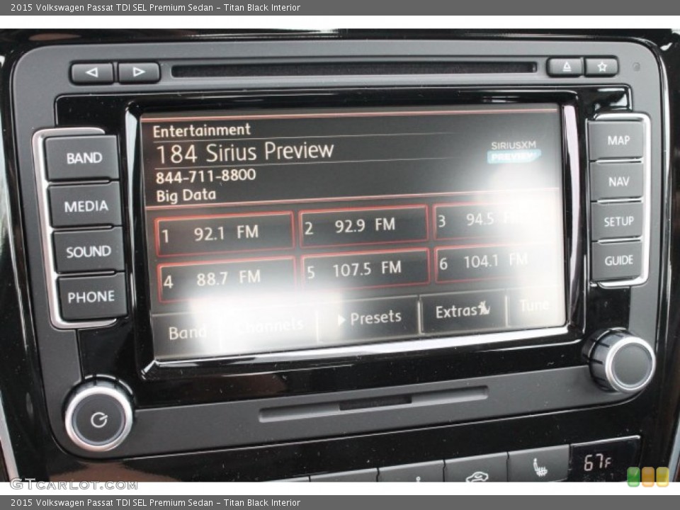Titan Black Interior Controls for the 2015 Volkswagen Passat TDI SEL Premium Sedan #98483465
