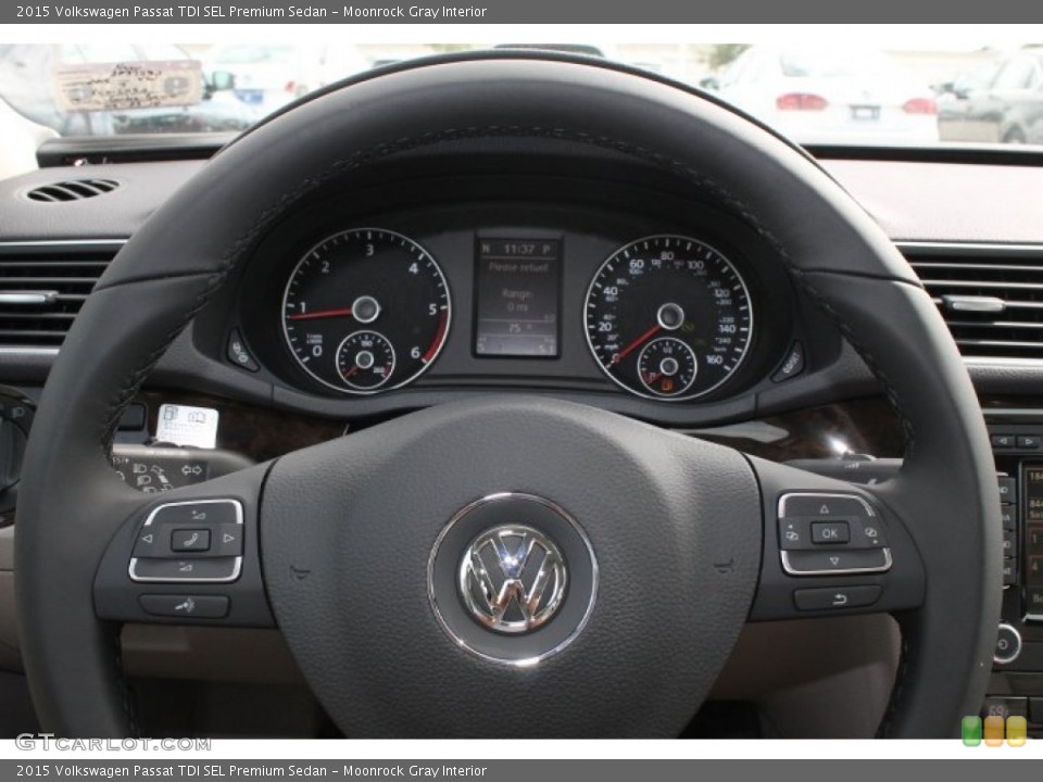 Moonrock Gray Interior Steering Wheel for the 2015 Volkswagen Passat TDI SEL Premium Sedan #98485185