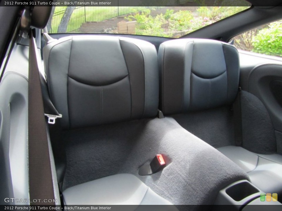 Black/Titanium Blue Interior Rear Seat for the 2012 Porsche 911 Turbo Coupe #98641172