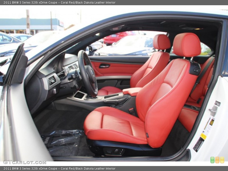 Coral Red/Black Dakota Leather Interior Front Seat for the 2011 BMW 3 Series 328i xDrive Coupe #98705413