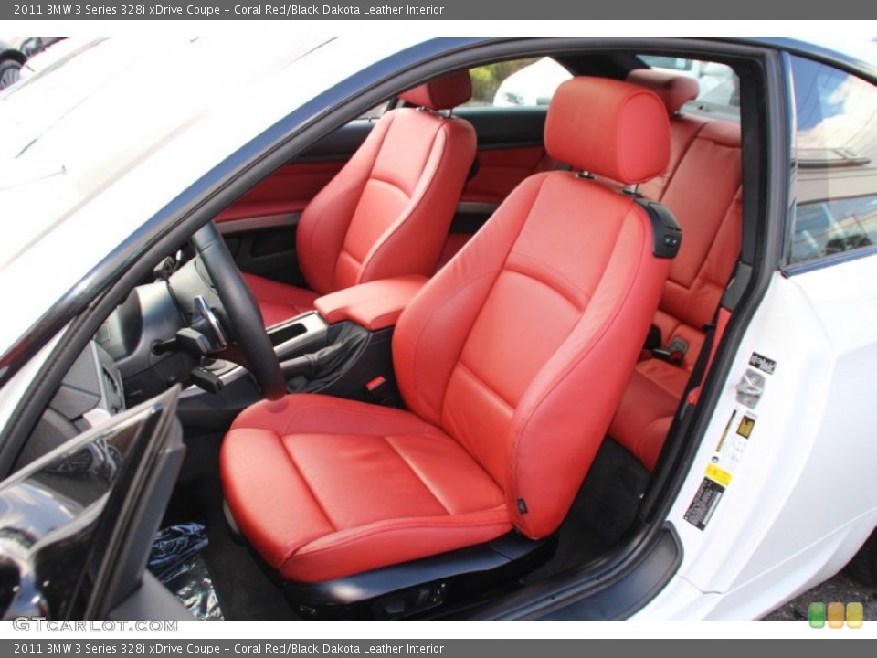 Coral Red/Black Dakota Leather Interior Front Seat for the 2011 BMW 3 Series 328i xDrive Coupe #98705458