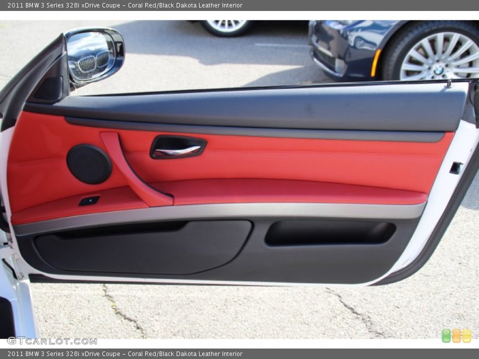 Coral Red/Black Dakota Leather Interior Door Panel for the 2011 BMW 3 Series 328i xDrive Coupe #98705716