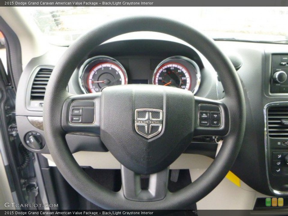 Black/Light Graystone Interior Steering Wheel for the 2015 Dodge Grand Caravan American Value Package #98784133
