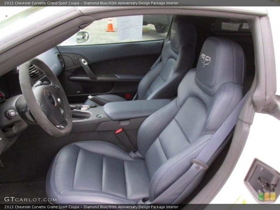 Diamond Blue/60th Anniversary Design Package Interior Front Seat for the 2013 Chevrolet Corvette Grand Sport Coupe #98788033