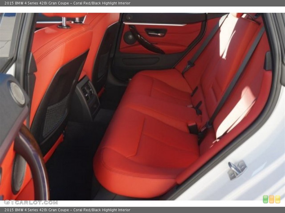 Coral Red/Black Highlight Interior Rear Seat for the 2015 BMW 4 Series 428i Gran Coupe #98897674