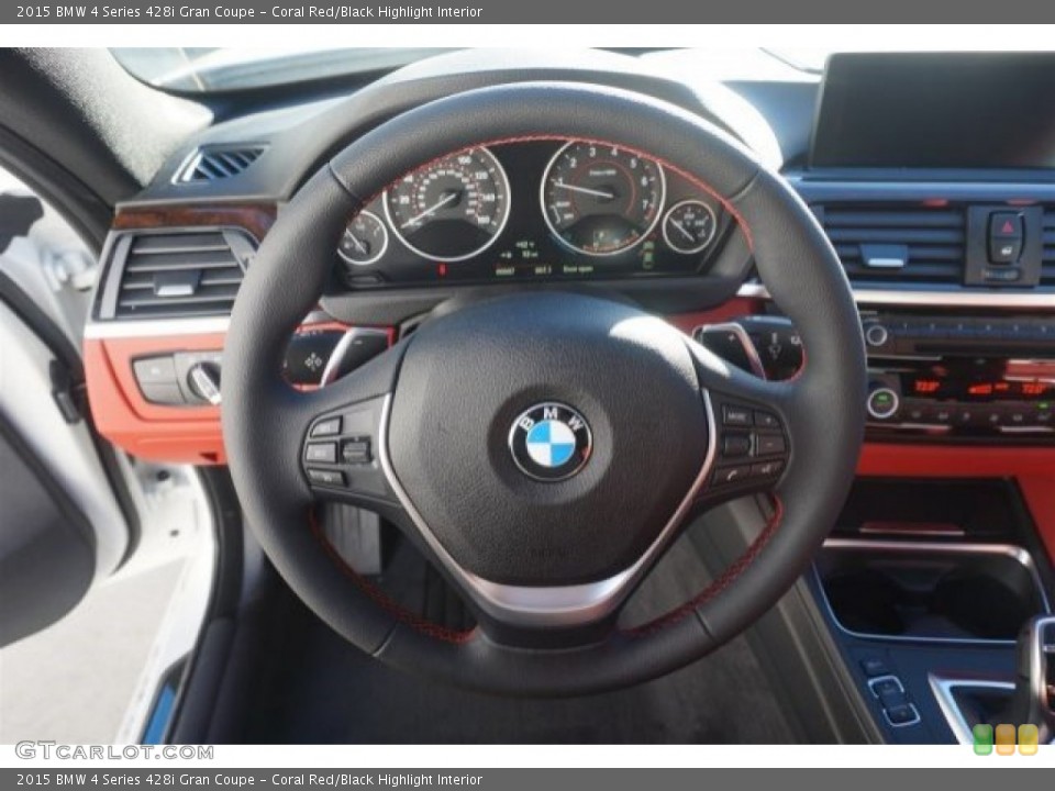 Coral Red/Black Highlight Interior Steering Wheel for the 2015 BMW 4 Series 428i Gran Coupe #98897755