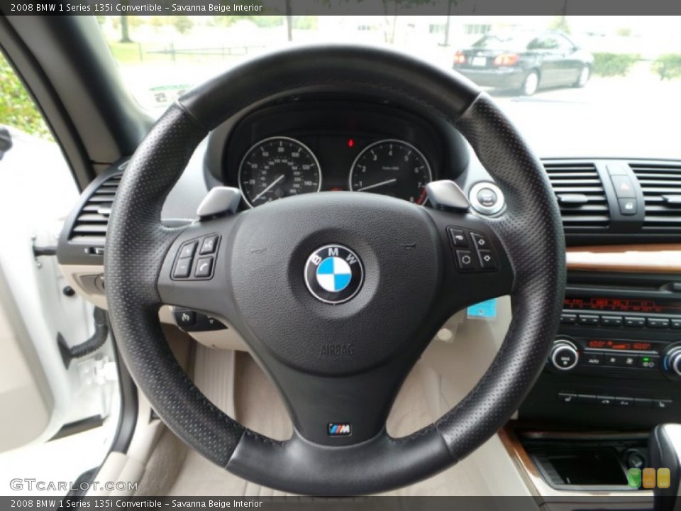Savanna Beige Interior Steering Wheel for the 2008 BMW 1 Series 135i Convertible #98921530