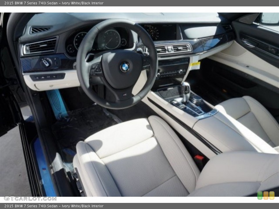 Ivory White/Black Interior Prime Interior for the 2015 BMW 7 Series 740i Sedan #98956240
