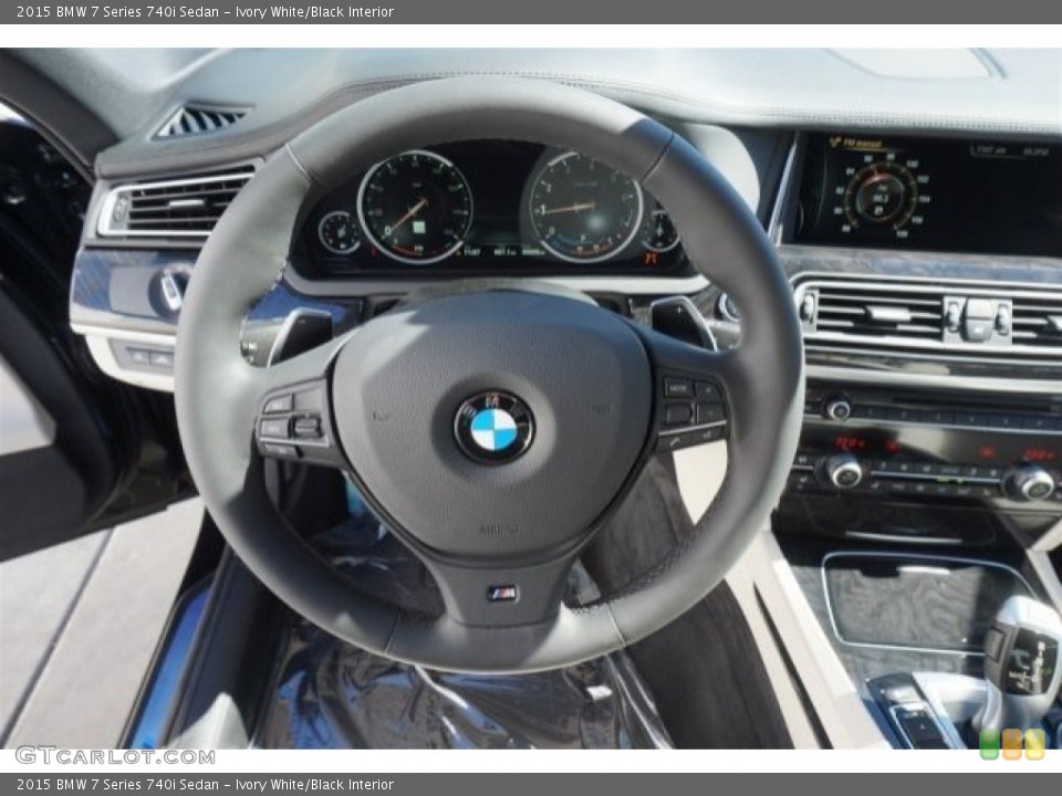 Ivory White/Black Interior Steering Wheel for the 2015 BMW 7 Series 740i Sedan #98956309