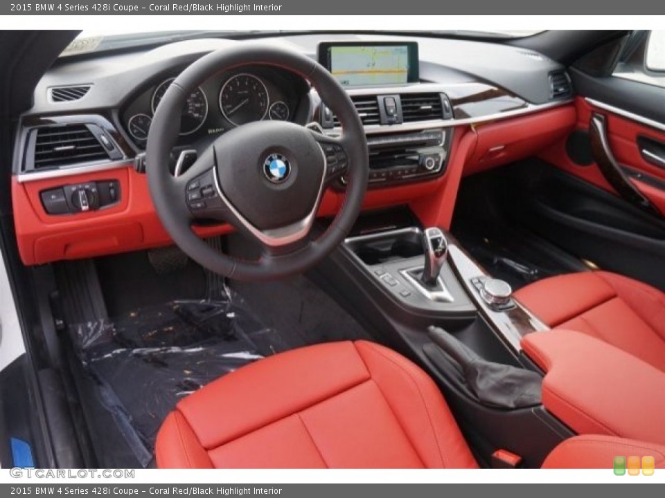 Coral Red/Black Highlight Interior Photo for the 2015 BMW 4 Series 428i Coupe #99063078