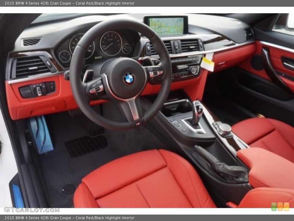 Coral Red/Black Highlight 2015 BMW 4 Series Interiors