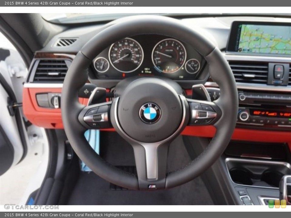 Coral Red/Black Highlight Interior Steering Wheel for the 2015 BMW 4 Series 428i Gran Coupe #99064971