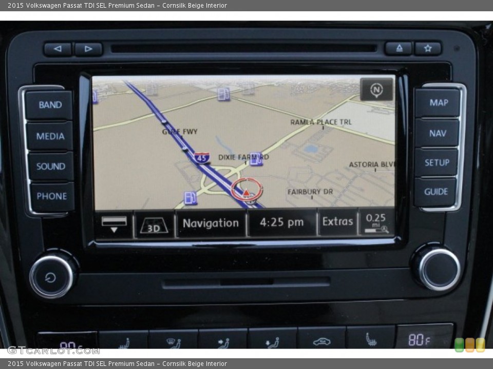 Cornsilk Beige Interior Navigation for the 2015 Volkswagen Passat TDI SEL Premium Sedan #99123937