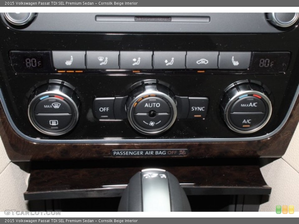 Cornsilk Beige Interior Controls for the 2015 Volkswagen Passat TDI SEL Premium Sedan #99123976