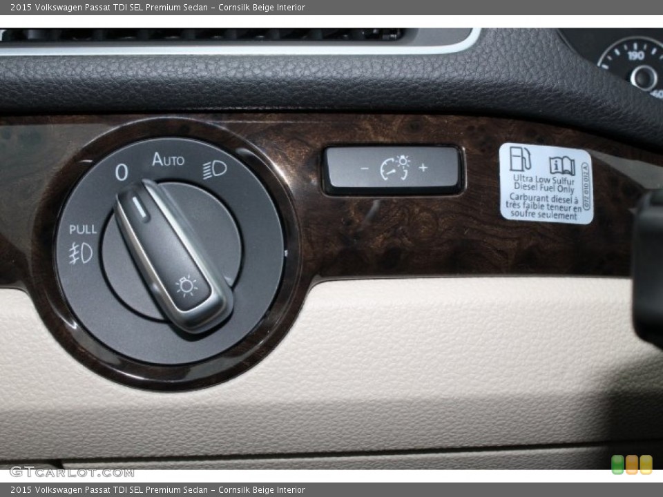 Cornsilk Beige Interior Controls for the 2015 Volkswagen Passat TDI SEL Premium Sedan #99124072