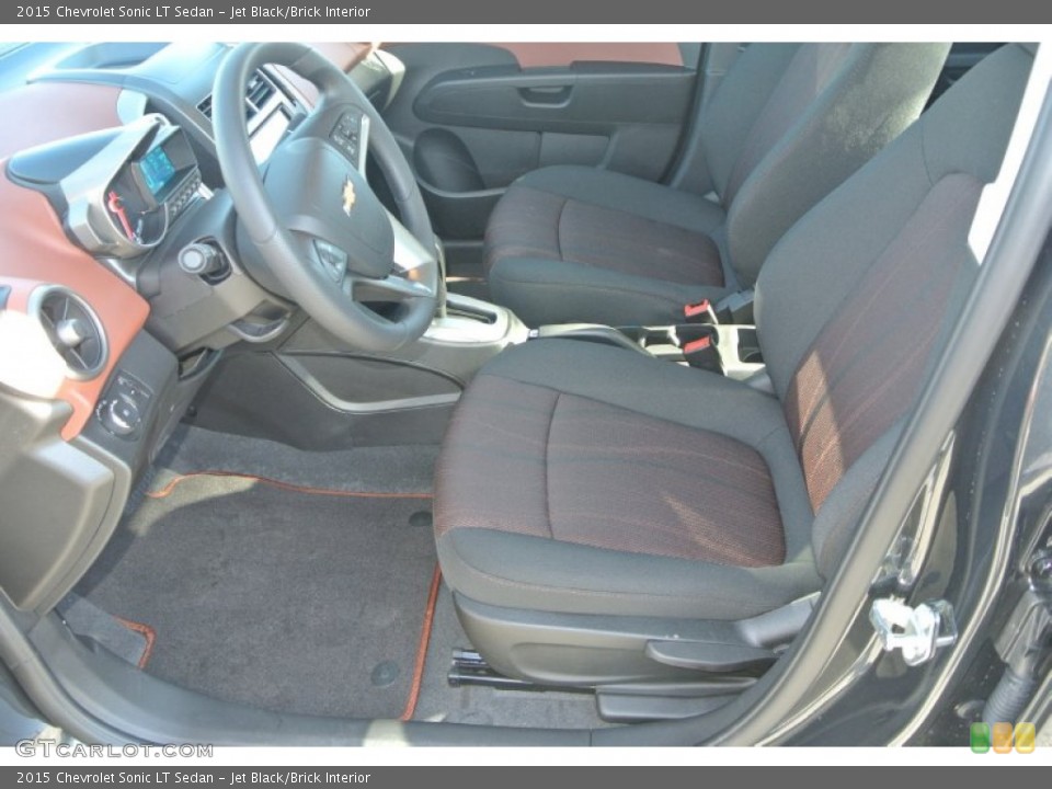 Jet Black/Brick Interior Front Seat for the 2015 Chevrolet Sonic LT Sedan #99257662