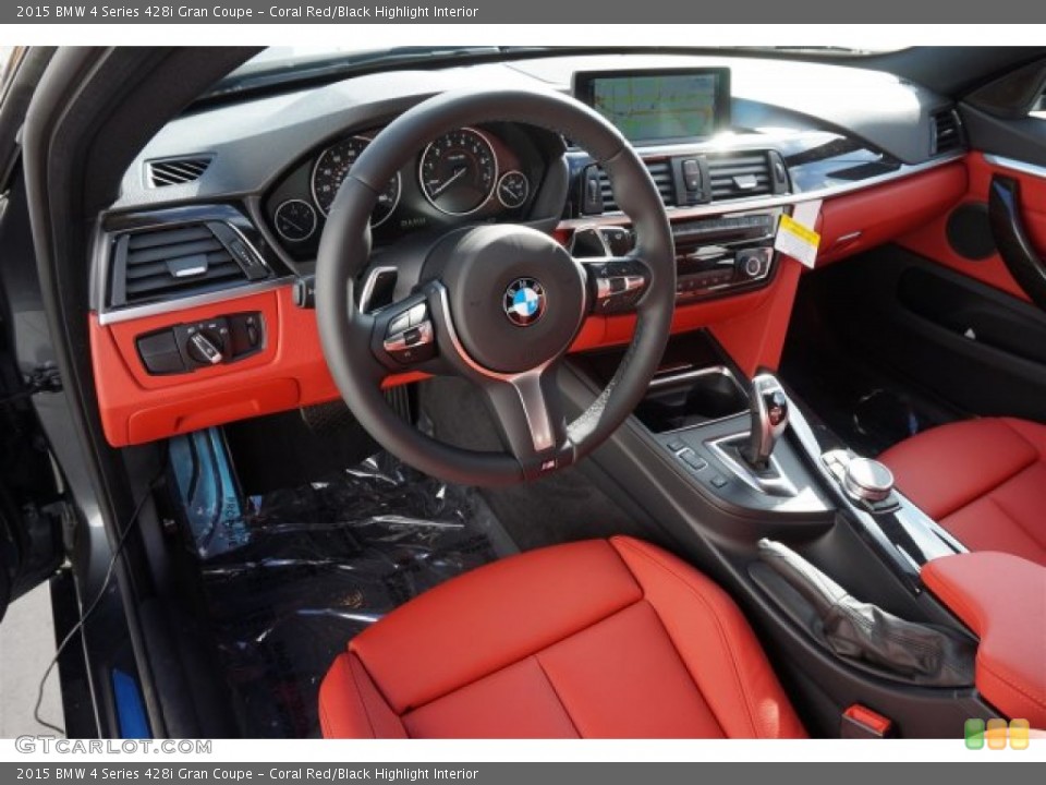 Coral Red/Black Highlight Interior Photo for the 2015 BMW 4 Series 428i Gran Coupe #99409197