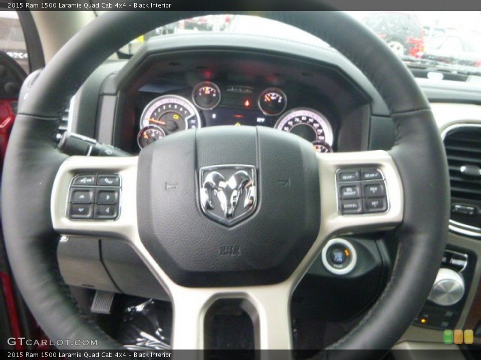 Black Interior Steering Wheel for the 2015 Ram 1500 Laramie Quad Cab 4x4 #99475222