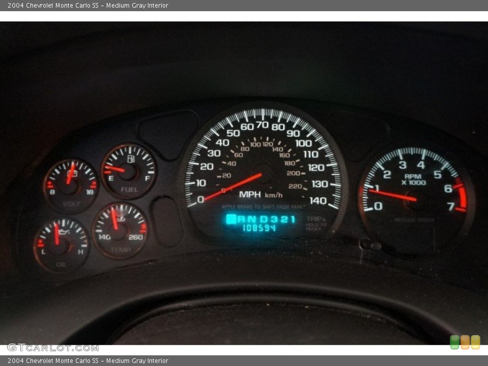 Medium Gray Interior Gauges for the 2004 Chevrolet Monte Carlo SS #99477589