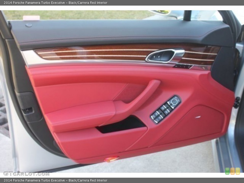 Black/Carrera Red Interior Door Panel for the 2014 Porsche Panamera Turbo Executive #99578881