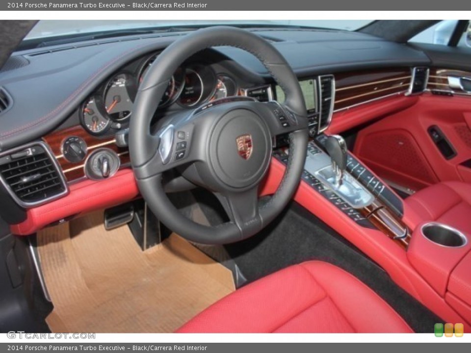 Black/Carrera Red Interior Prime Interior for the 2014 Porsche Panamera Turbo Executive #99578992