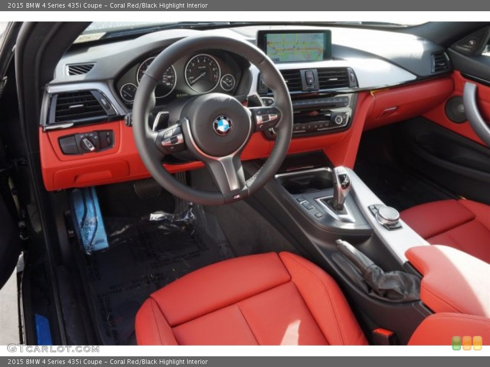 Coral Red/Black Highlight Interior Photo for the 2015 BMW 4 Series 435i Coupe #99711314