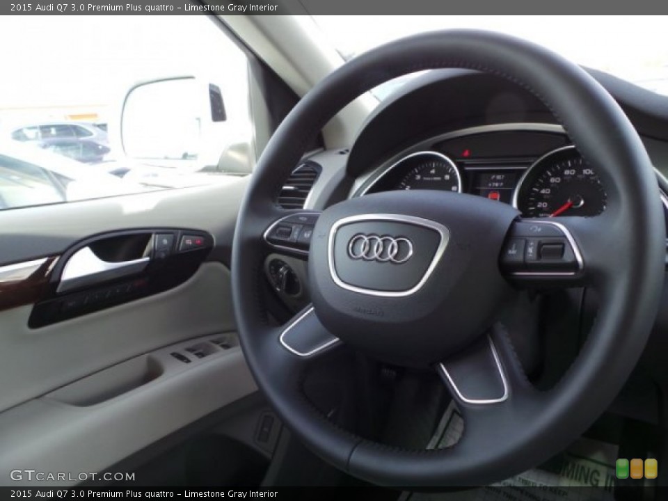 Limestone Gray Interior Steering Wheel for the 2015 Audi Q7 3.0 Premium Plus quattro #99727648