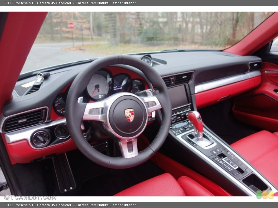 Carrera Red Natural Leather Interior Dashboard for the 2013 Porsche 911 Carrera 4S Cabriolet #99770726