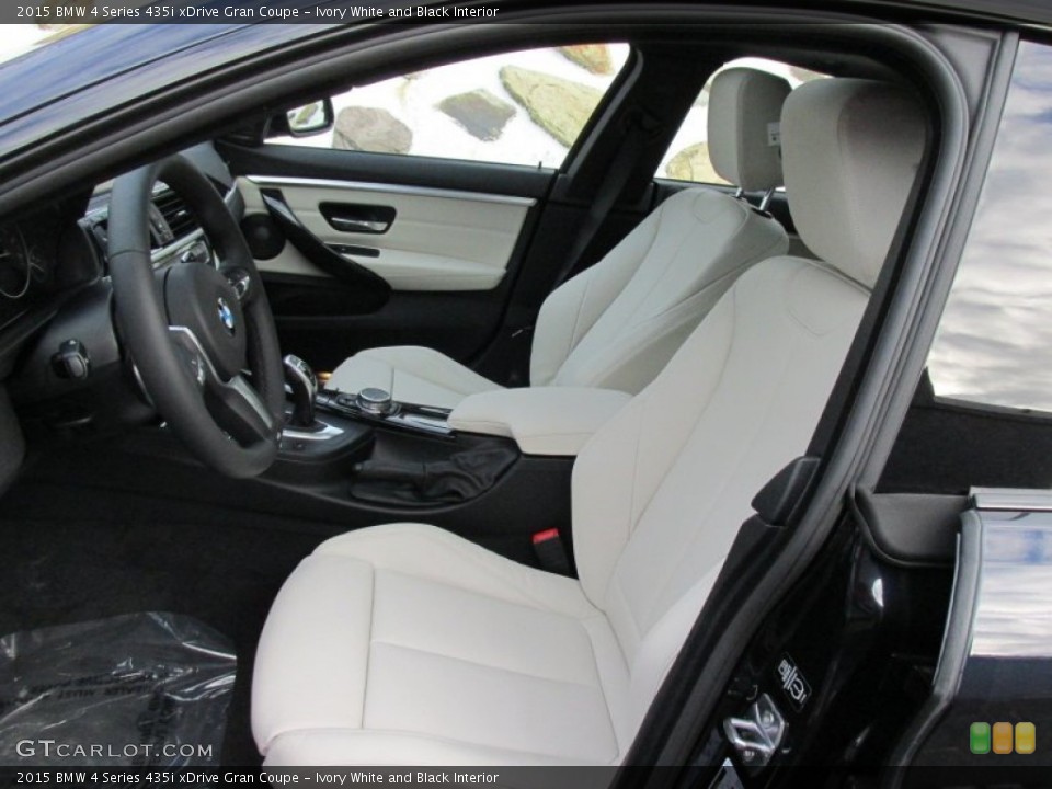 Ivory White and Black Interior Front Seat for the 2015 BMW 4 Series 435i xDrive Gran Coupe #99772868