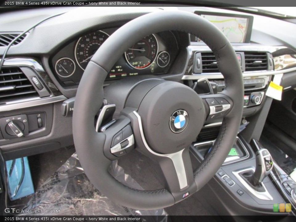Ivory White and Black Interior Steering Wheel for the 2015 BMW 4 Series 435i xDrive Gran Coupe #99772913