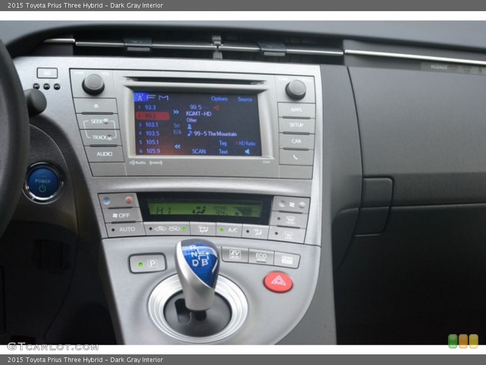 Dark Gray Interior Controls for the 2015 Toyota Prius Three Hybrid #99778235