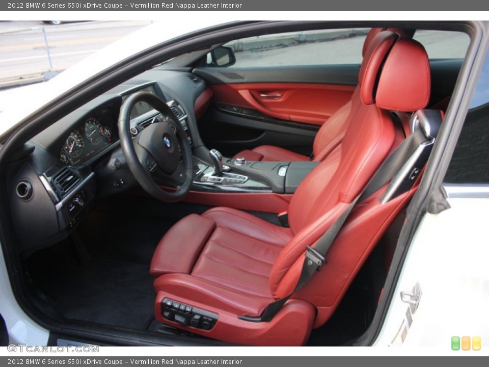 Vermillion Red Nappa Leather Interior Front Seat for the 2012 BMW 6 Series 650i xDrive Coupe #99819296