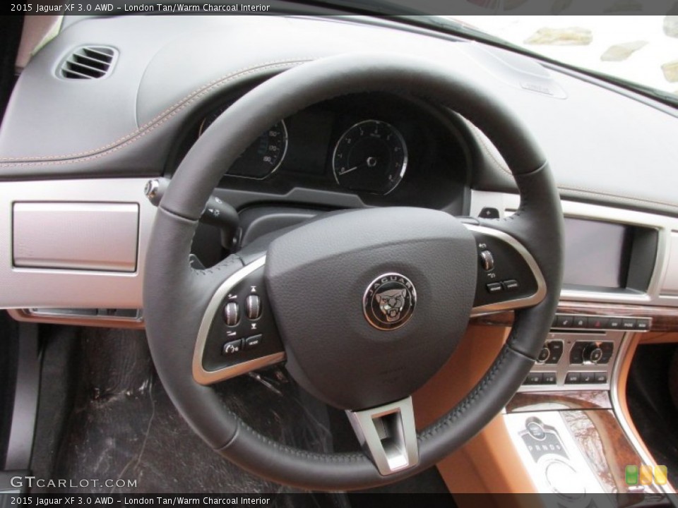 London Tan/Warm Charcoal Interior Steering Wheel for the 2015 Jaguar XF 3.0 AWD #99970047