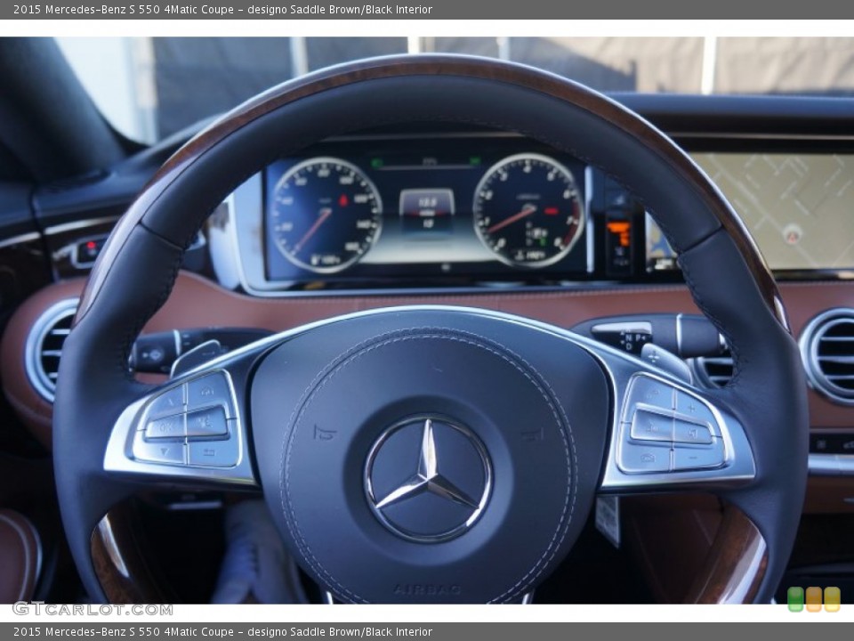 designo Saddle Brown/Black Interior Steering Wheel for the 2015 Mercedes-Benz S 550 4Matic Coupe #99998065