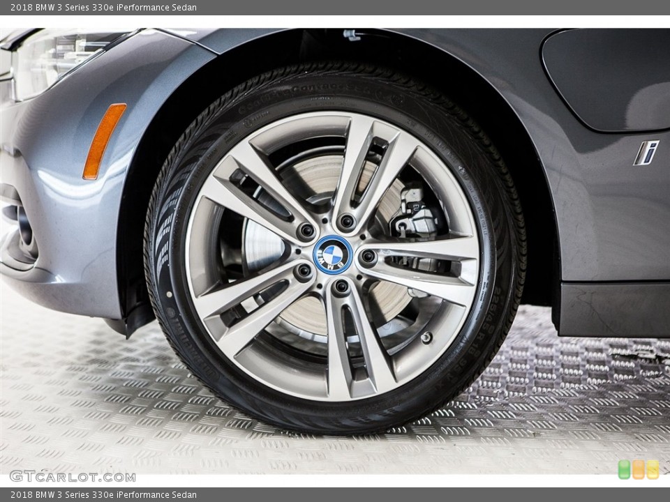 2018 BMW 3 Series 330e iPerformance Sedan Wheel and Tire Photo #122654774