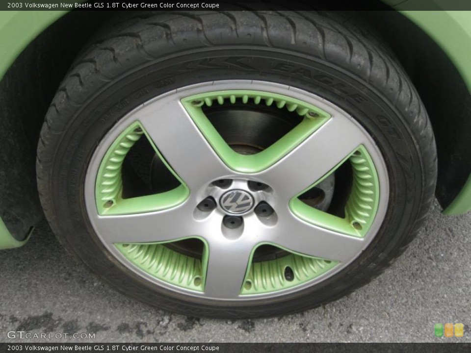 2003 Volkswagen New Beetle GLS 1.8T Cyber Green Color Concept Coupe Wheel and Tire Photo #48892194