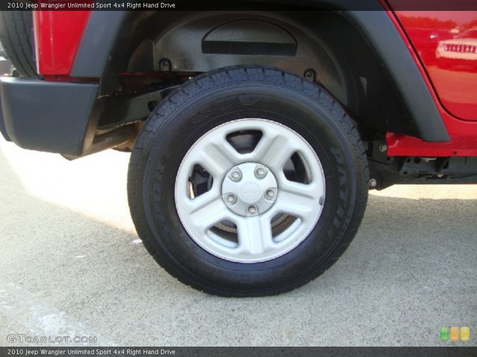 2010 Jeep Wrangler Unlimited Sport 4x4 Right Hand Drive Wheel and Tire Photo #52102535