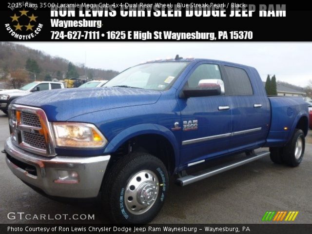 2015 Ram 3500 Laramie Mega Cab 4x4 Dual Rear Wheel in Blue Streak Pearl