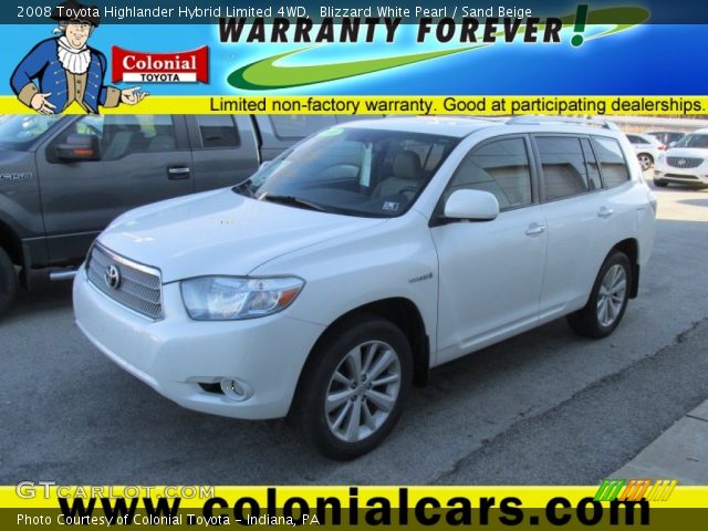 2008 Toyota Highlander Hybrid Limited 4WD in Blizzard White Pearl