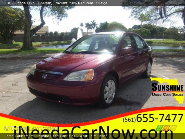 2002 Honda Civic EX Sedan in Radiant Ruby Red Pearl