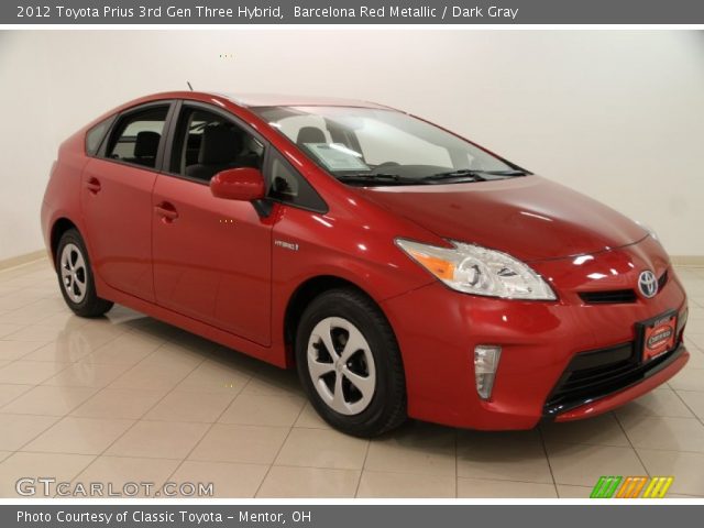 2012 Toyota Prius 3rd Gen Three Hybrid in Barcelona Red Metallic