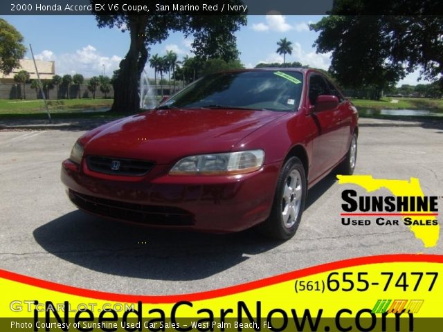 2000 Honda Accord EX V6 Coupe in San Marino Red