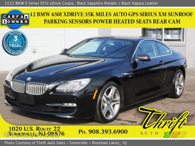 2012 BMW 6 Series 650i xDrive Coupe in Black Sapphire Metallic