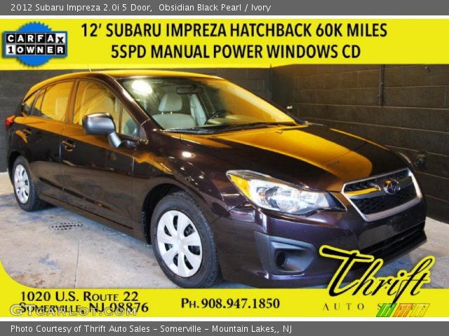 2012 Subaru Impreza 2.0i 5 Door in Obsidian Black Pearl
