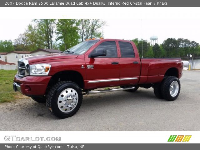 2007 Dodge Ram 3500 Laramie Quad Cab 4x4 Dually in Inferno Red Crystal Pearl