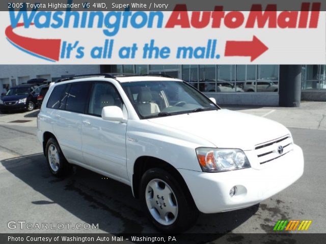 2005 Toyota Highlander V6 4WD in Super White