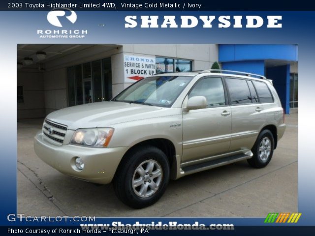 2003 Toyota Highlander Limited 4WD in Vintage Gold Metallic