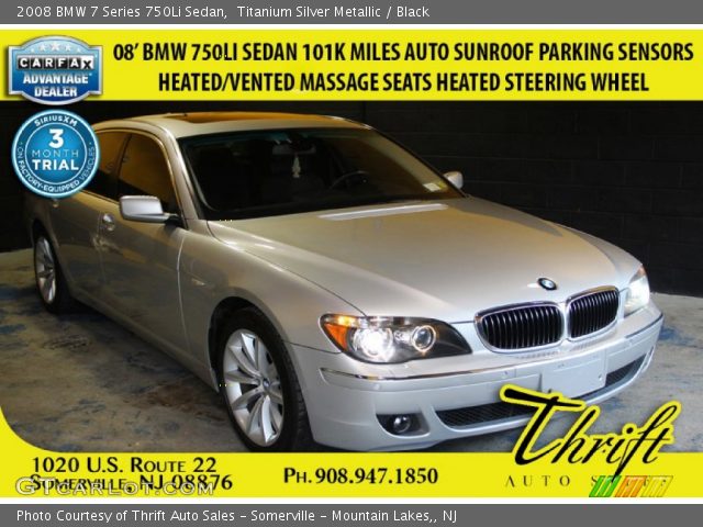 2008 BMW 7 Series 750Li Sedan in Titanium Silver Metallic